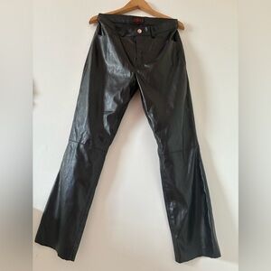 Oscar Leopold Black Faux Leather Straight Leg Pants - Size 10